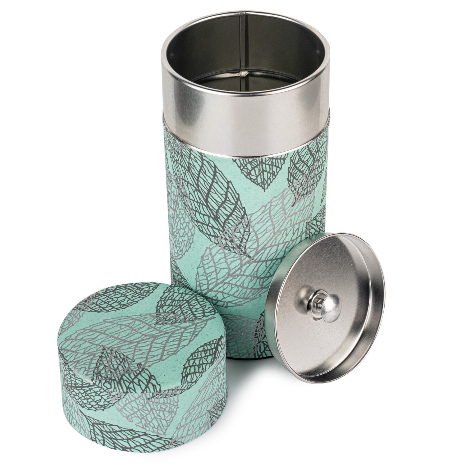 Mint Blue Premium Japanese Tea Caddy open