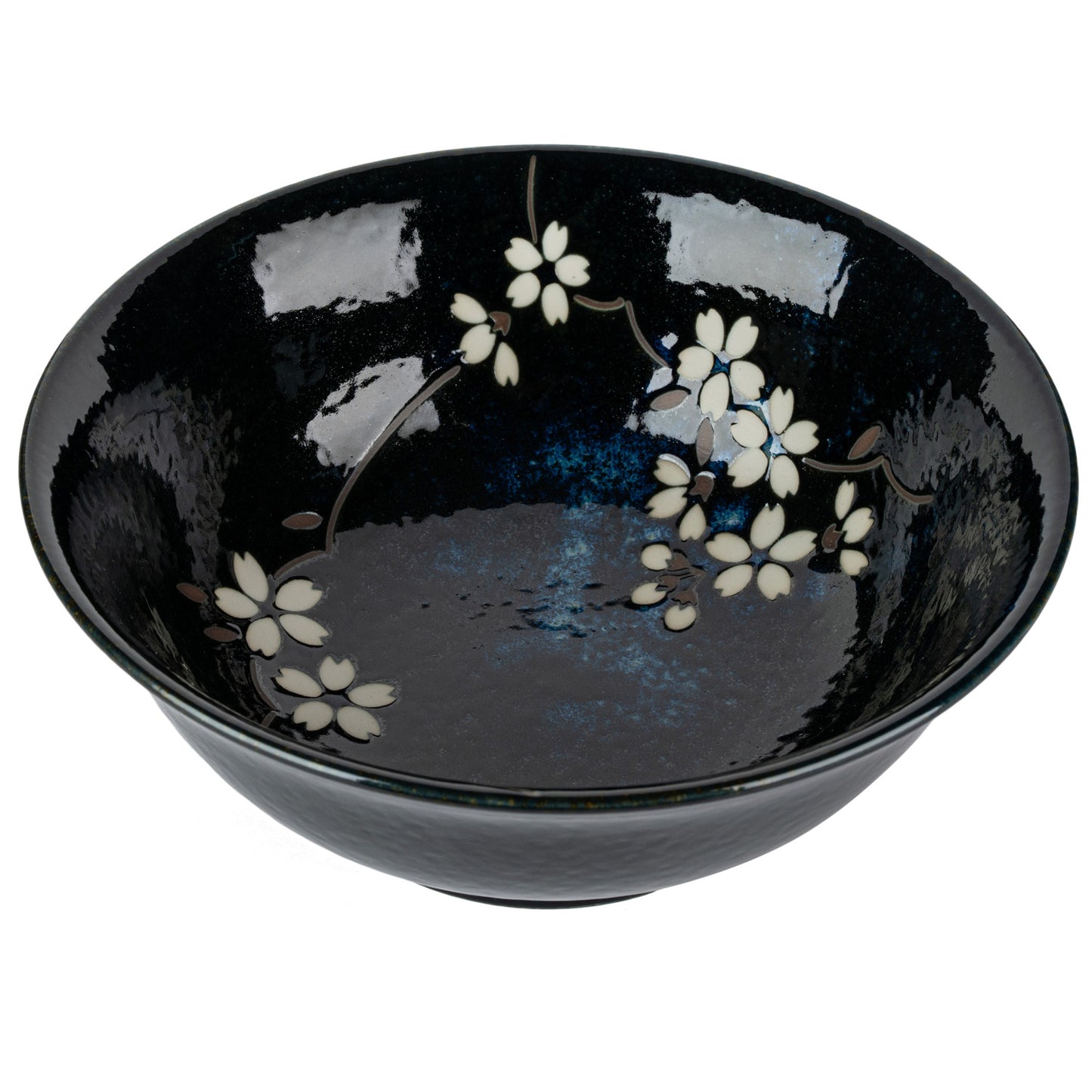 Navy Sakura Japanese Ramen Bowl open