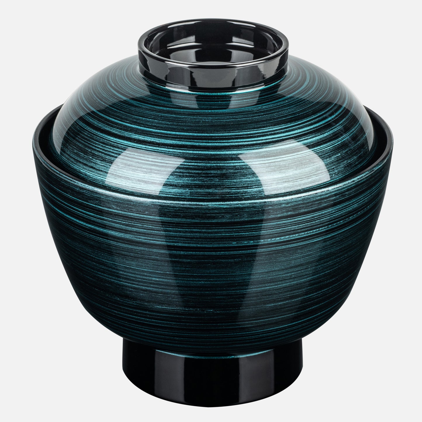 Ocean Blue Japanese Lacquer Soup Bowl and Lid