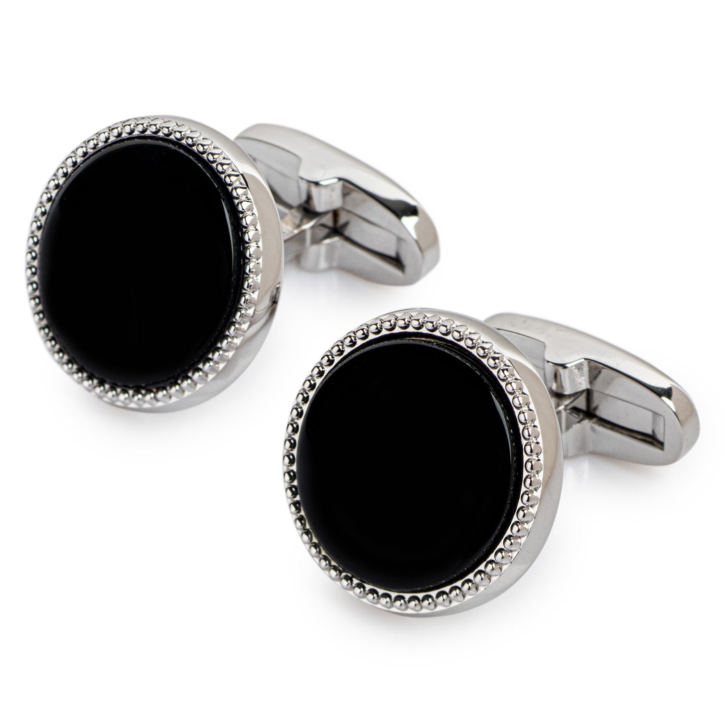 Odaiba Jet Black Circle Japanese Cufflinks