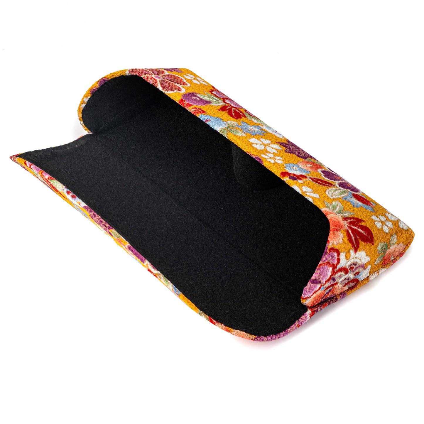 Orange Floral Japanese Glasses Case open