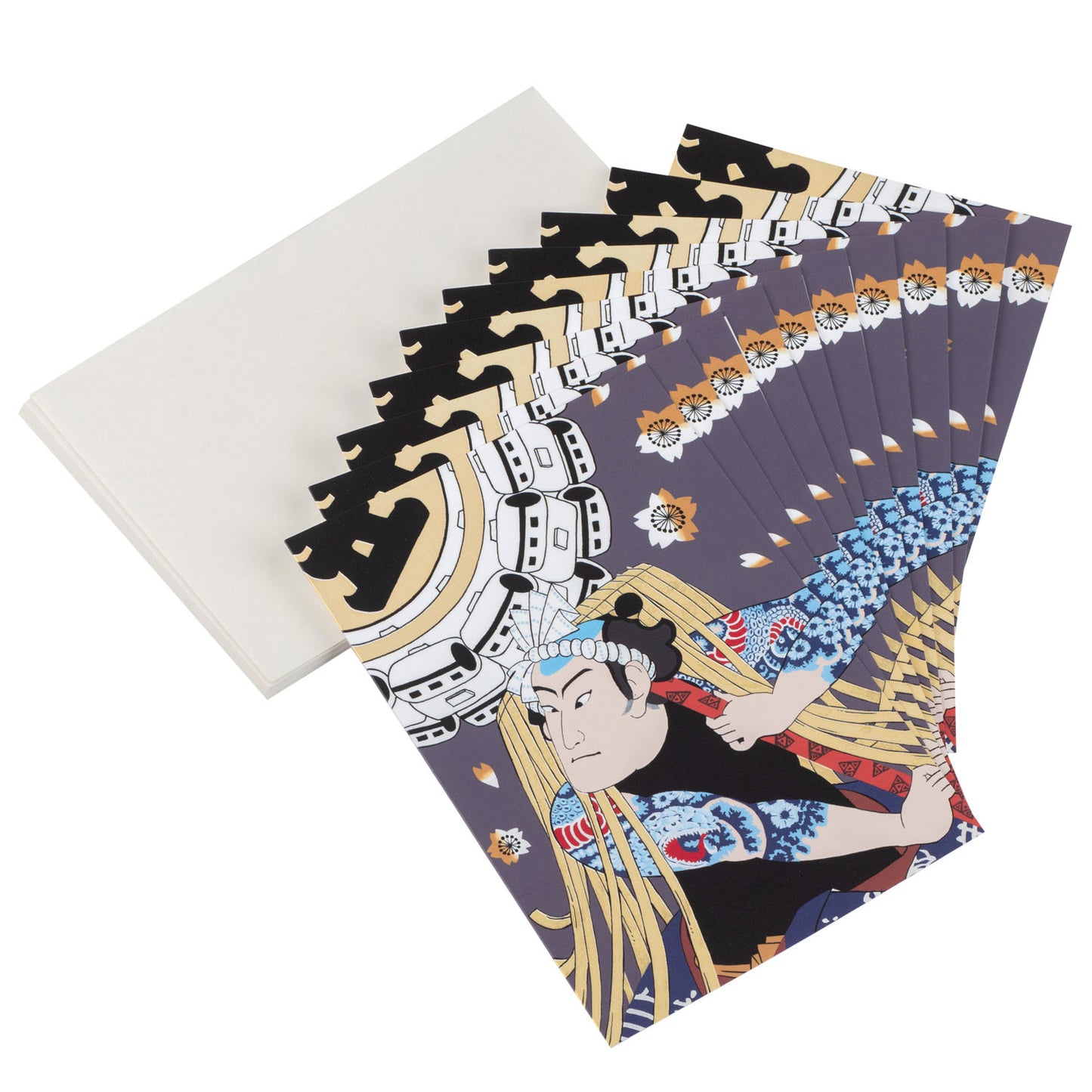 Pack 10 Kabuki Firefighter Japanese Greetings Cards