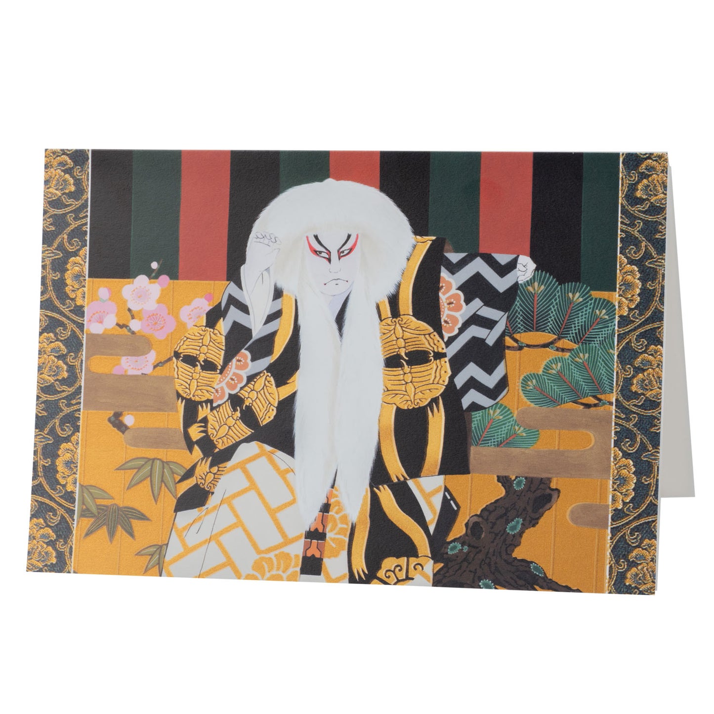 Pack 10 Kabuki White Lion Japanese Greetings Card design