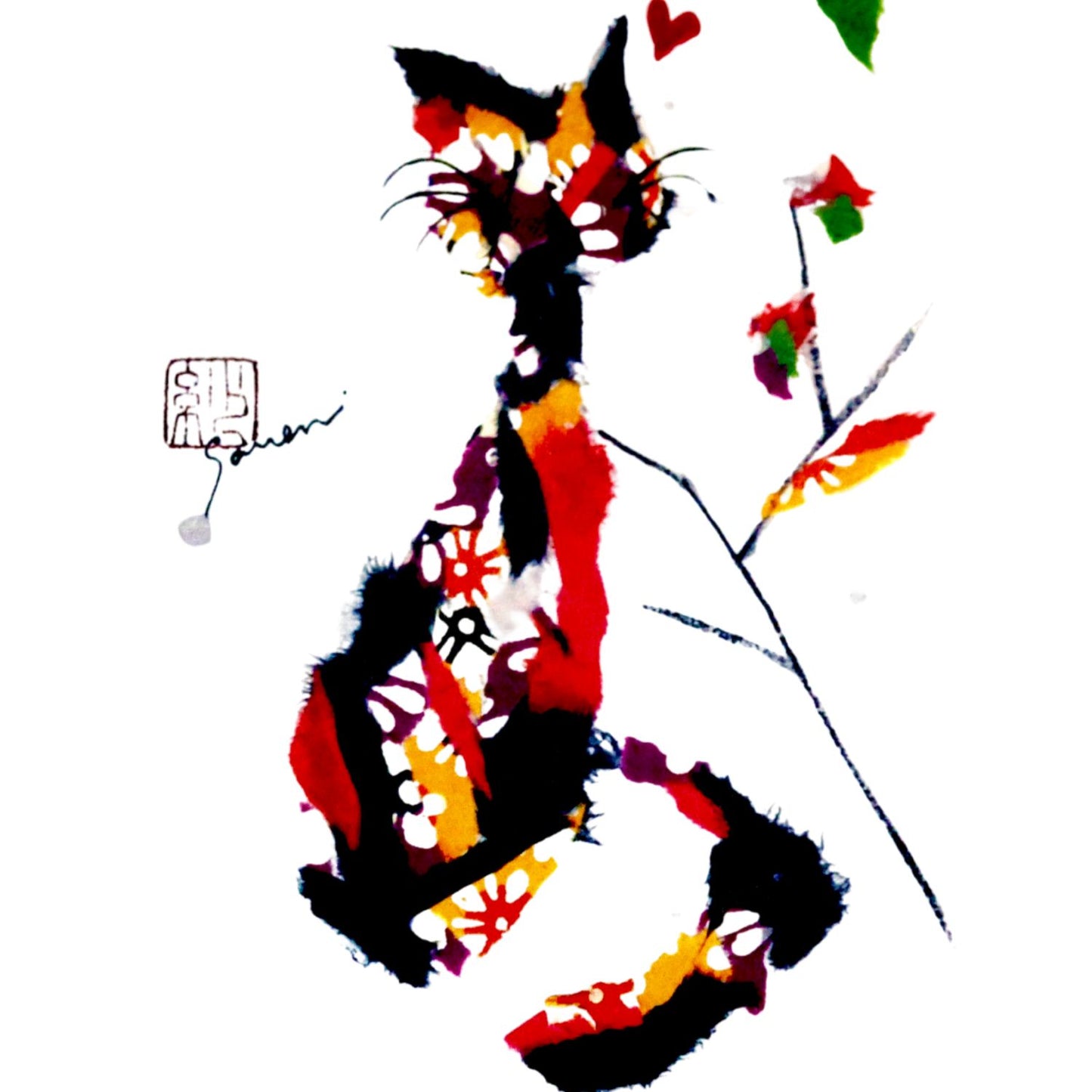 Paws For Thought Black Frame A5 Japanese Print close up