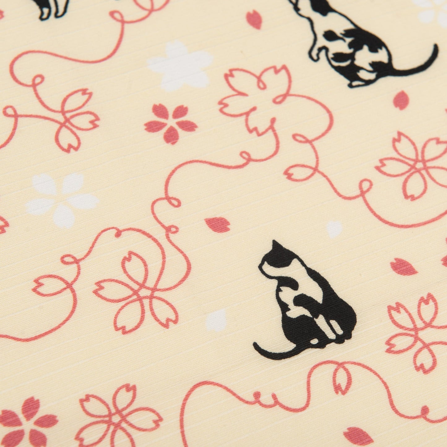 Pink Lucky Cat Japanese Cotton Furoshiki detail