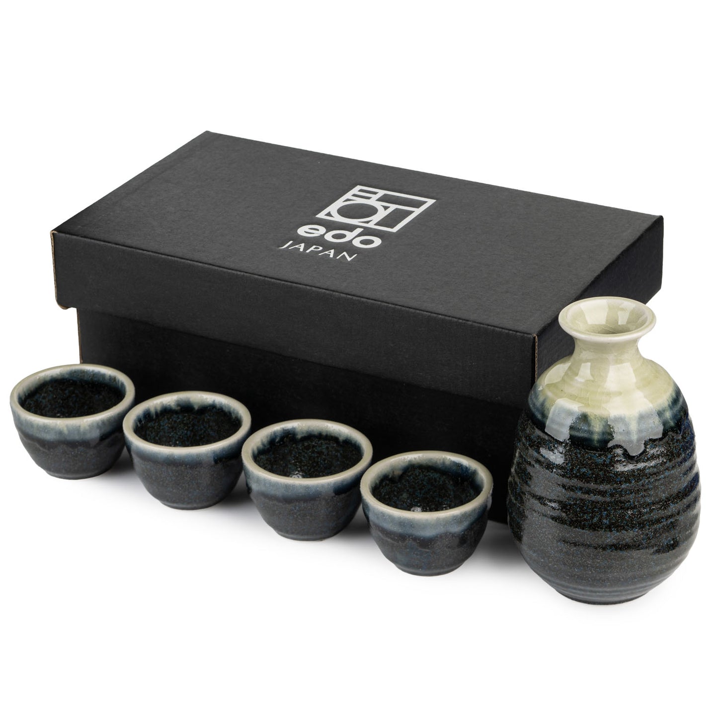 Premium Navy and Sage Japanese Sake Set and gift box