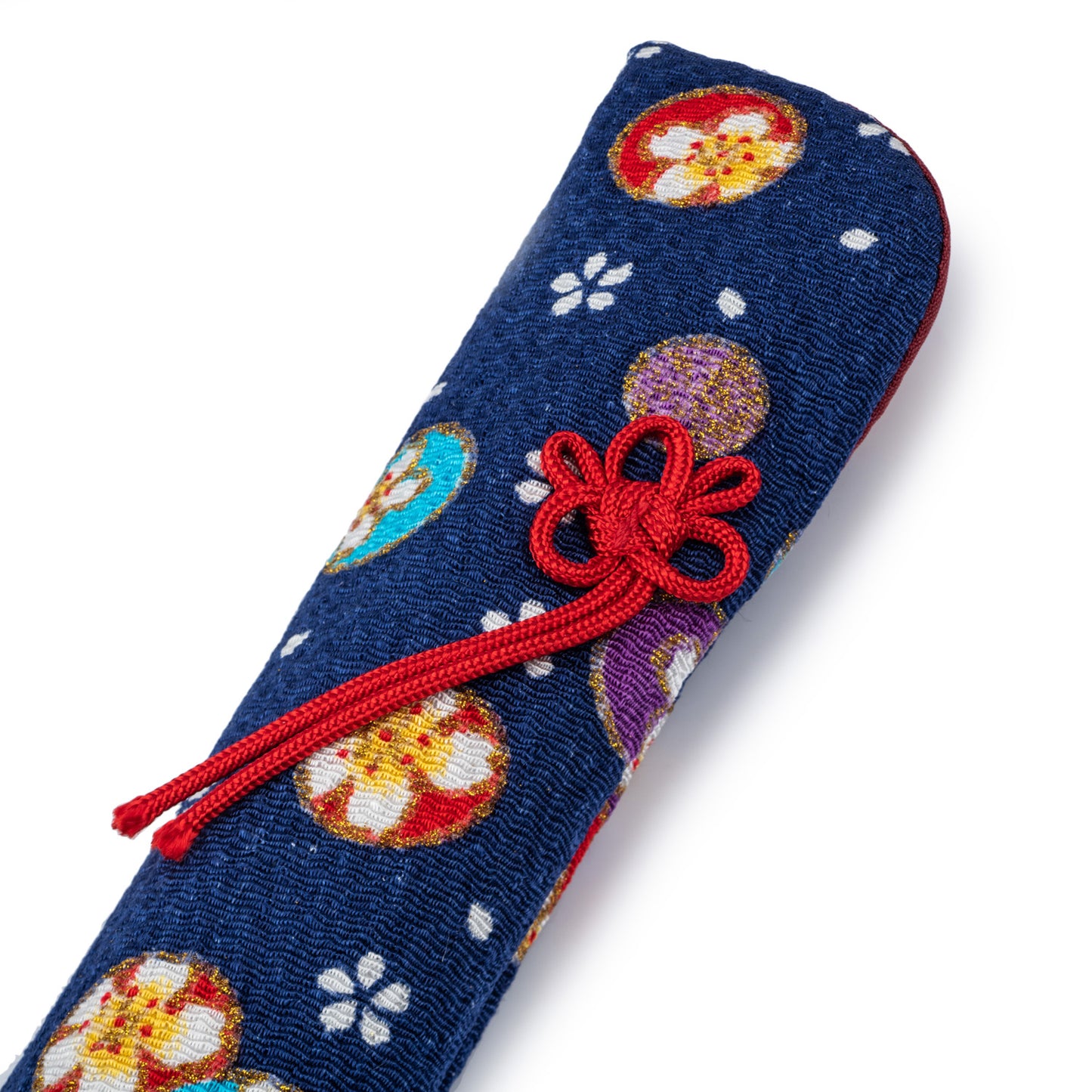 Pretty Blue Floral Japanese Folding Fan Case detail