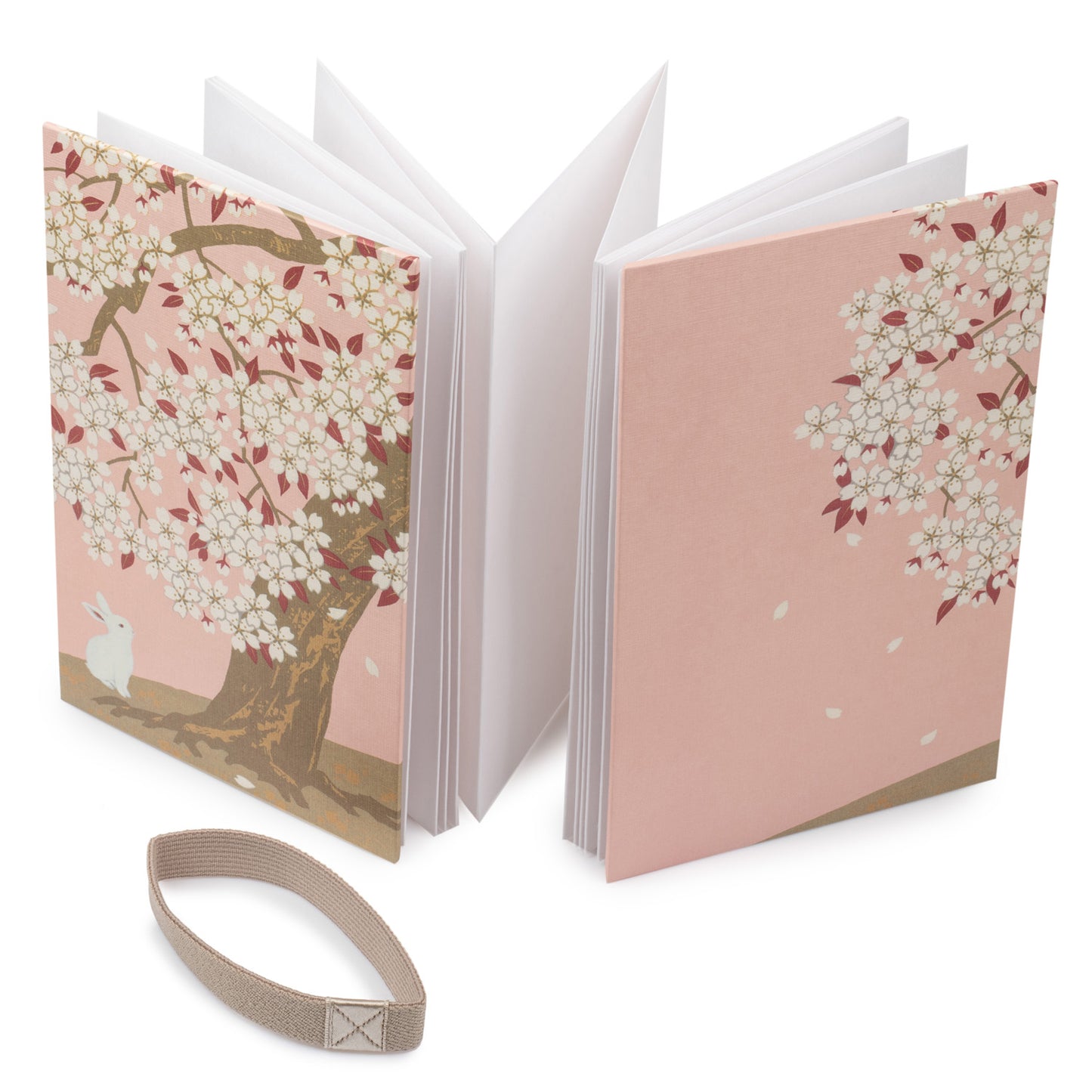 Rabbit and Cherry Blossom Japanese Stamp Book open