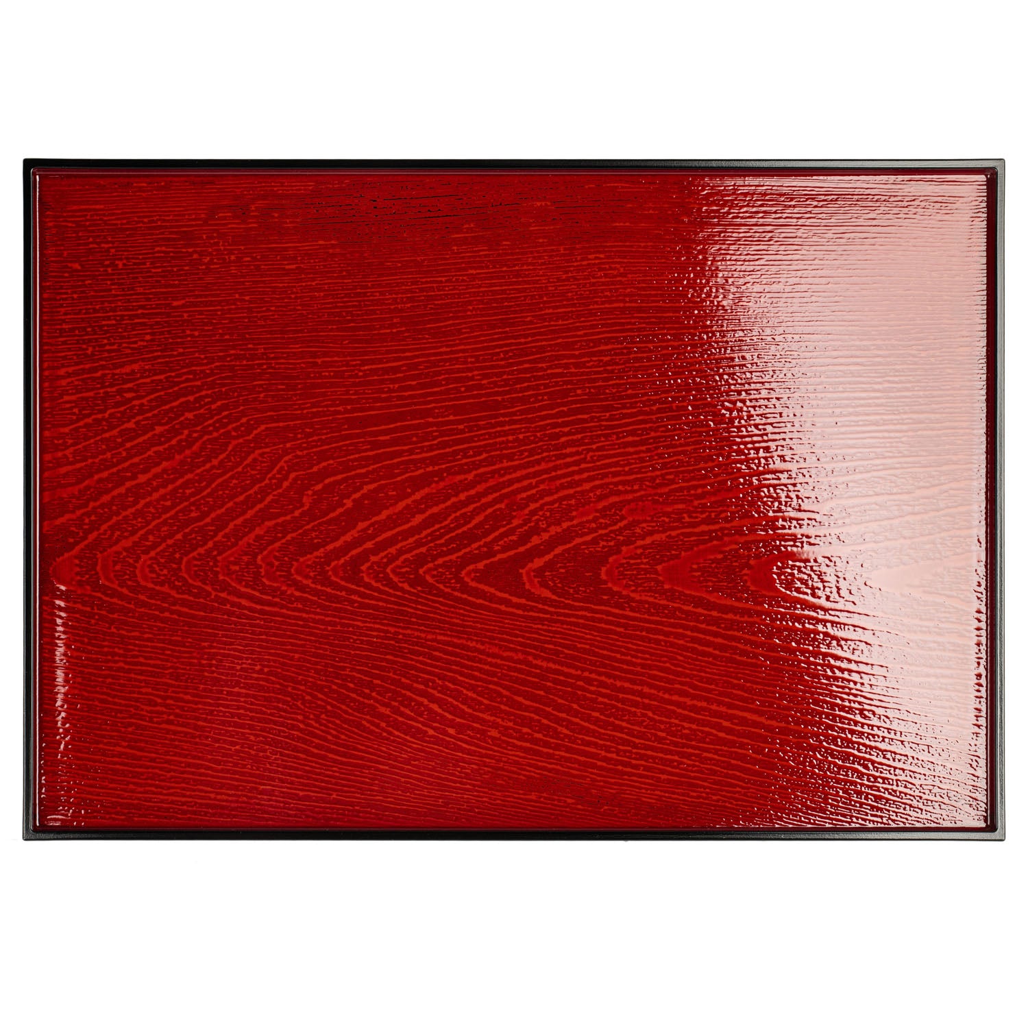 Red and Black Wood Effect Japanese Lacquer Tray top