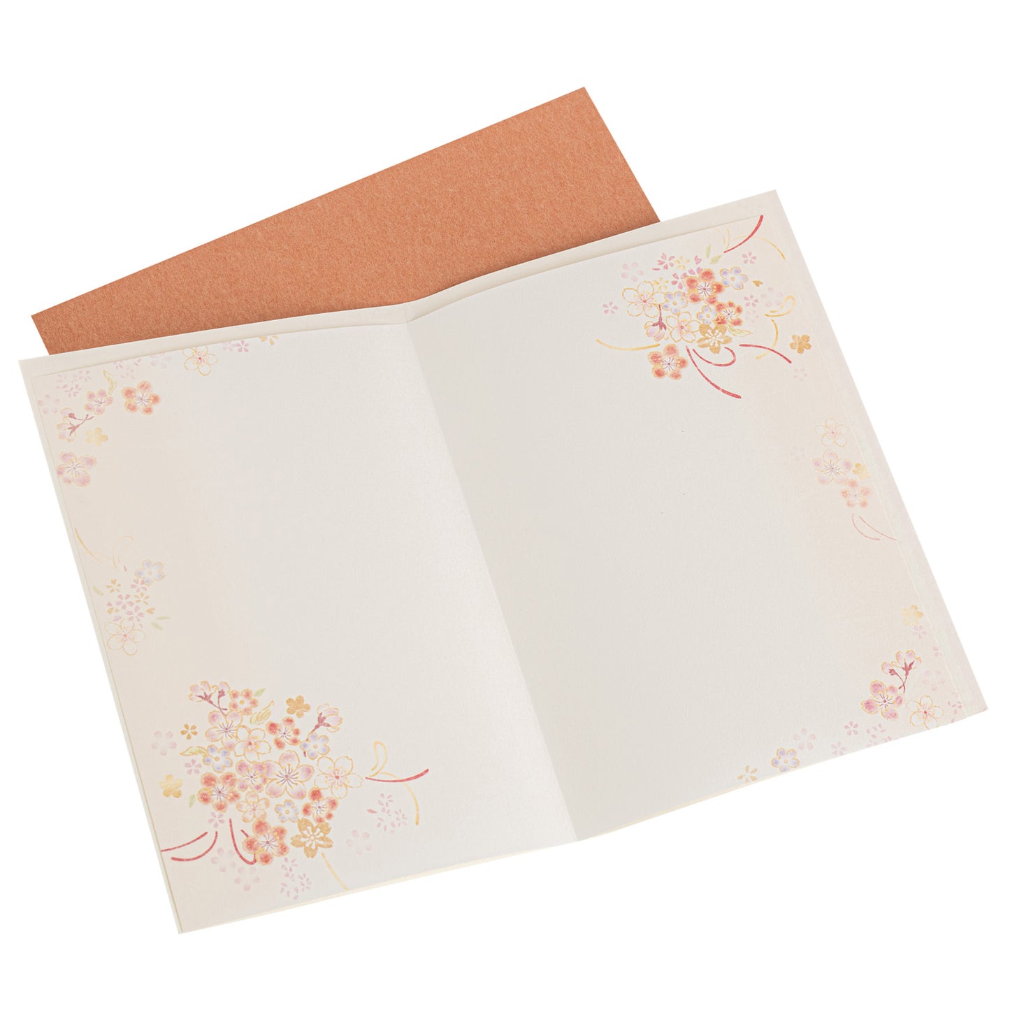 Red Cherry Blossom Gold Knot Japanese Birthday Card open