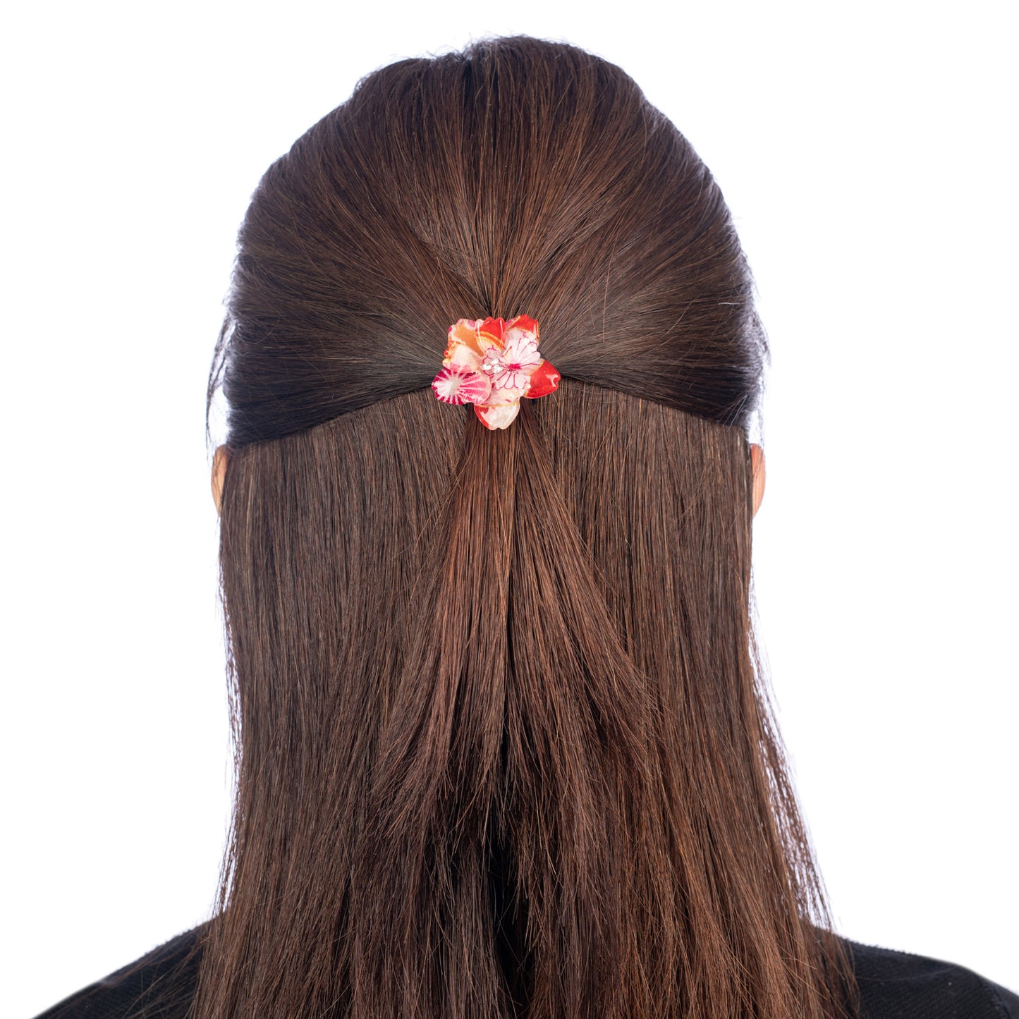 Red Cherry Blossom Japanese Hair Bobble model back