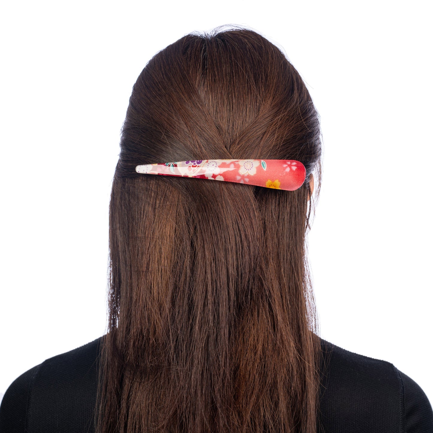 Red Cherry Blossom Japanese Hair Clip model back