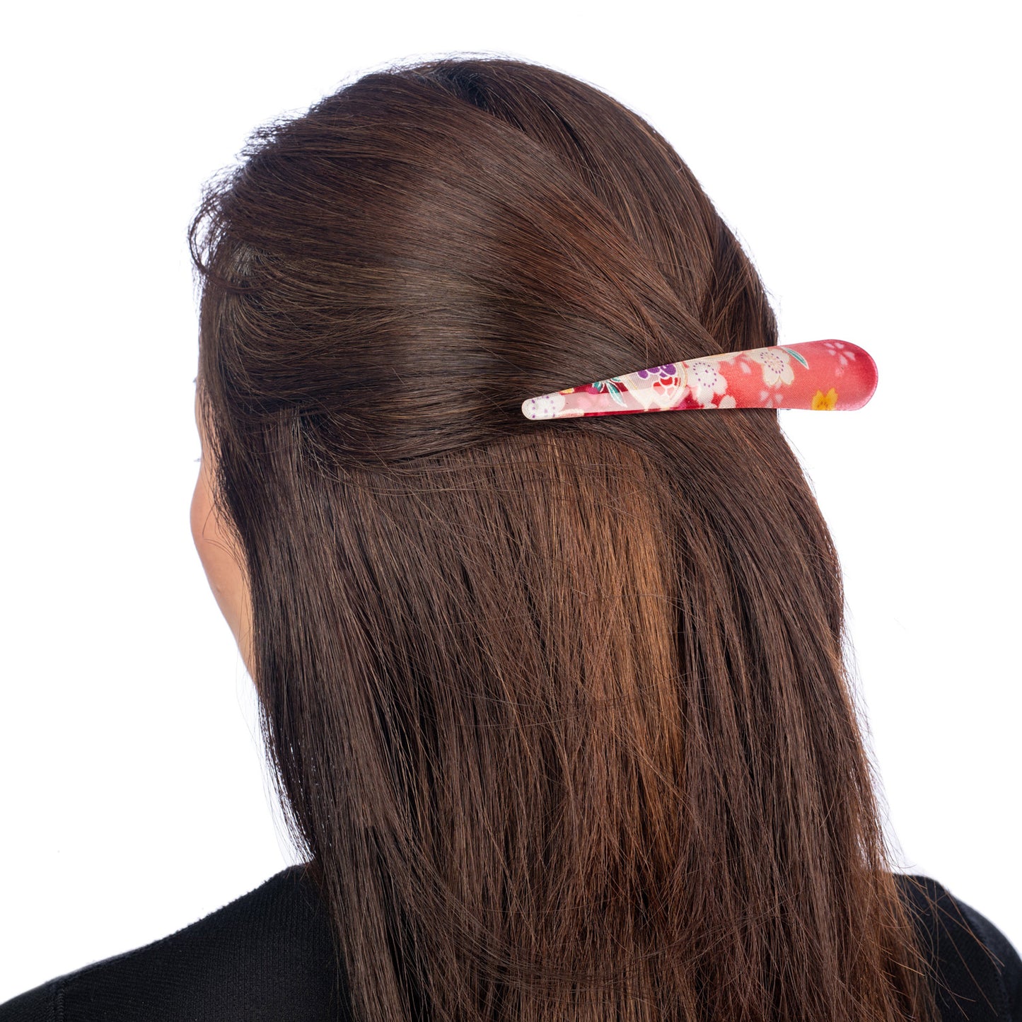 Red Cherry Blossom Japanese Hair Clip model side
