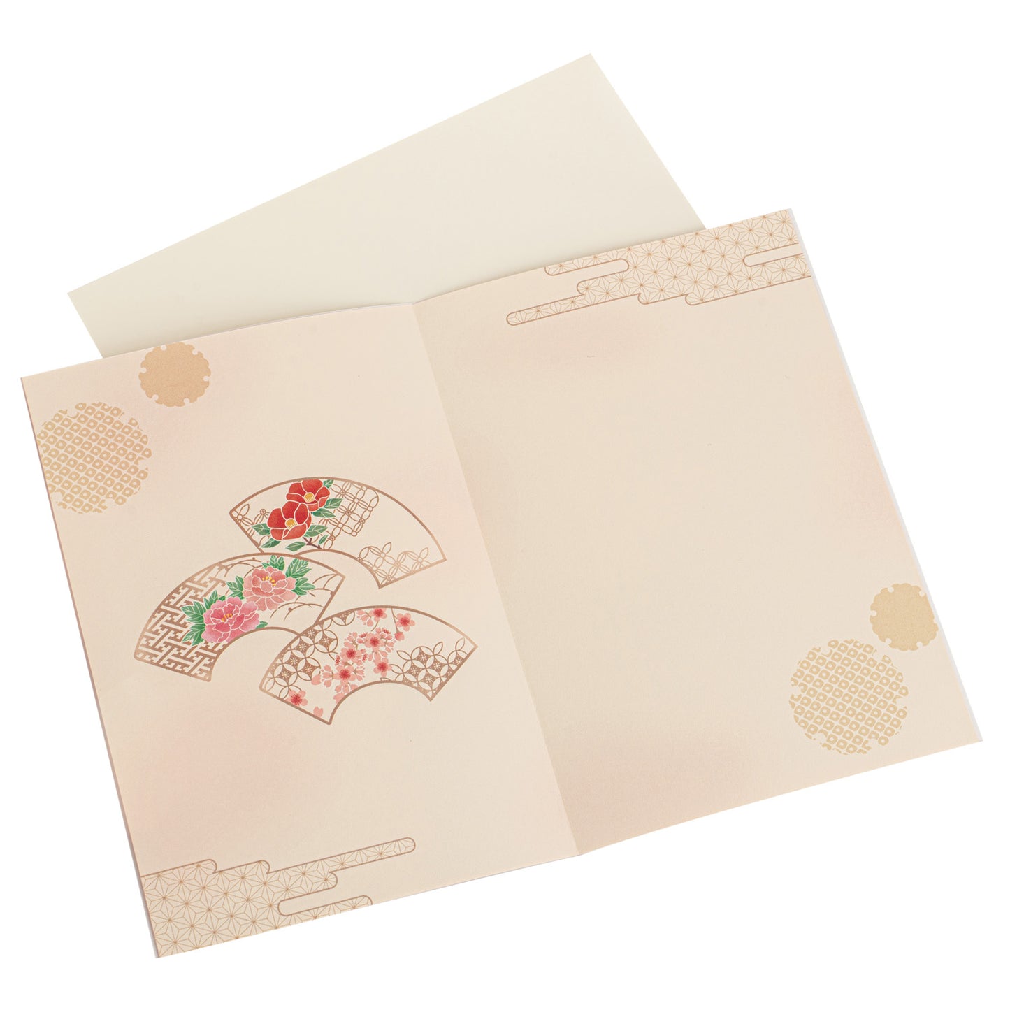Red Fan Lasercut Japanese Congratulations Card open