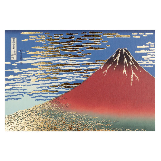 Red Mount Fuji Japanese Postcard