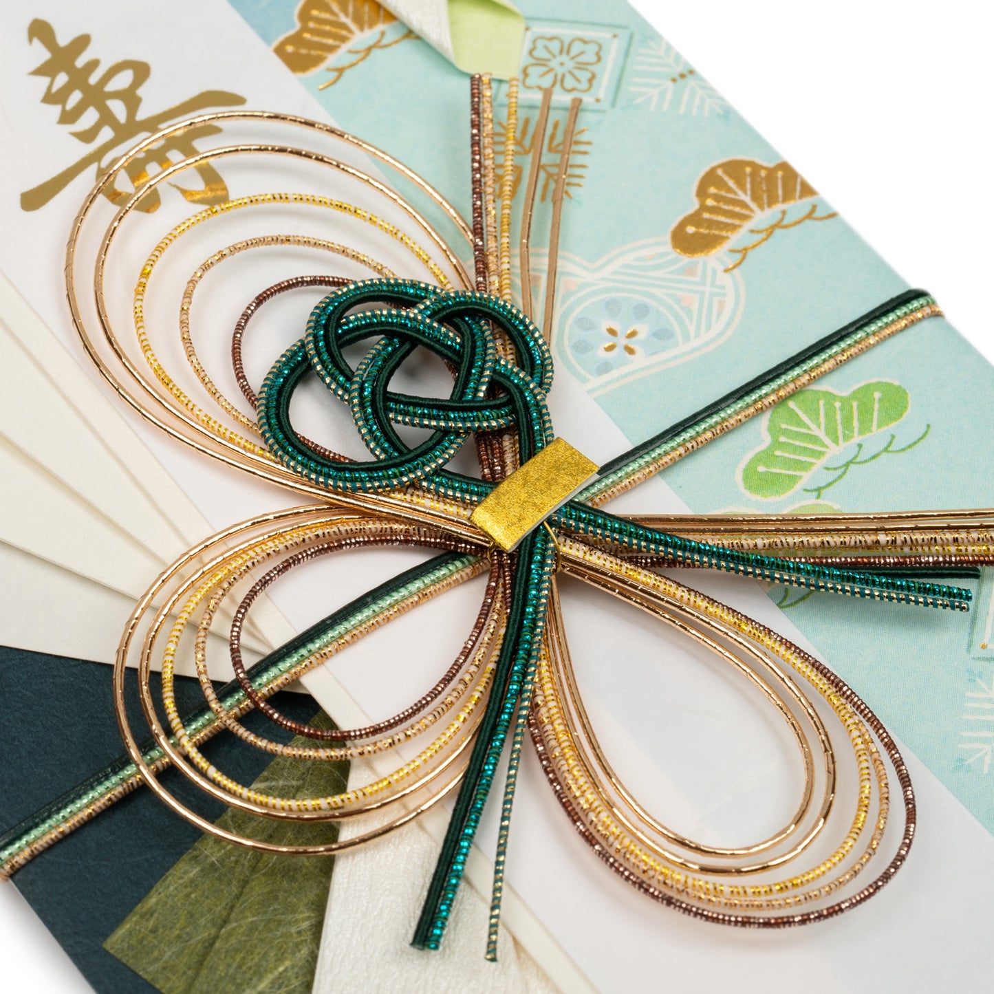 Rei Blue and Gold Knot Japanese Shugi Bukuro detail