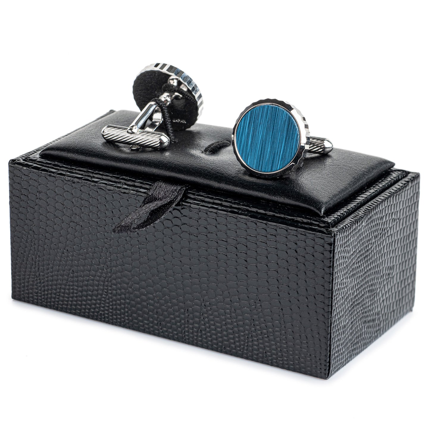 Roppongi Blue Circle Japanese Cufflinks front and back