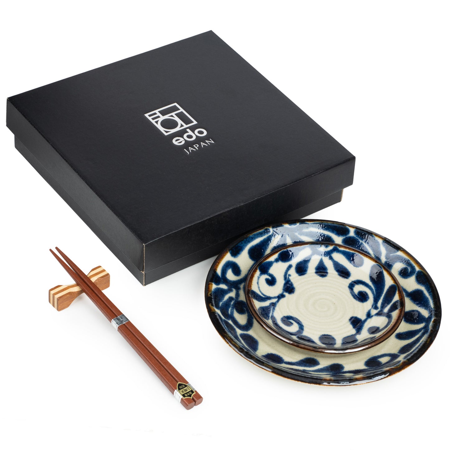 Ruri Karakusa Premium Japanese Plate Gift Set and gift box
