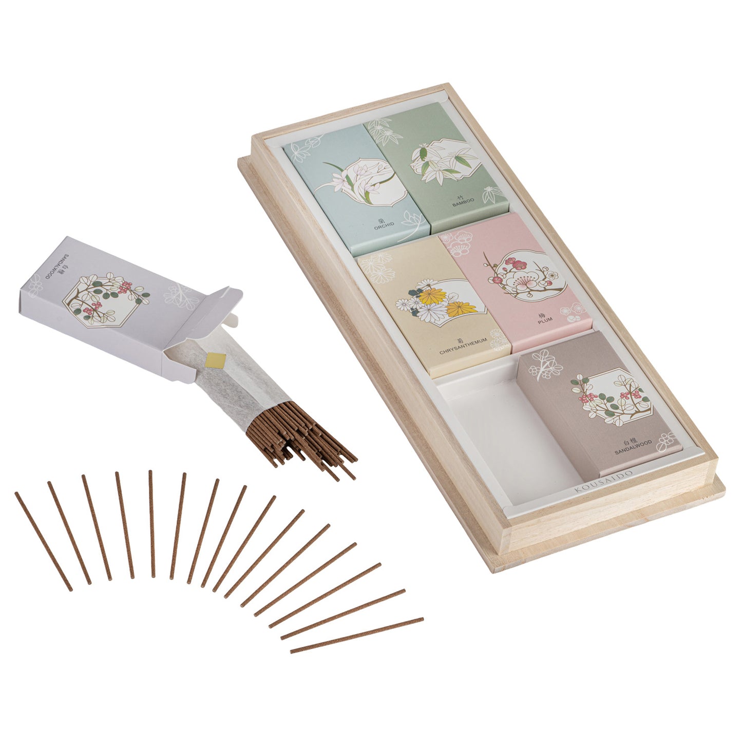 Seasonal Flower Japanese Incense Gift Set inside