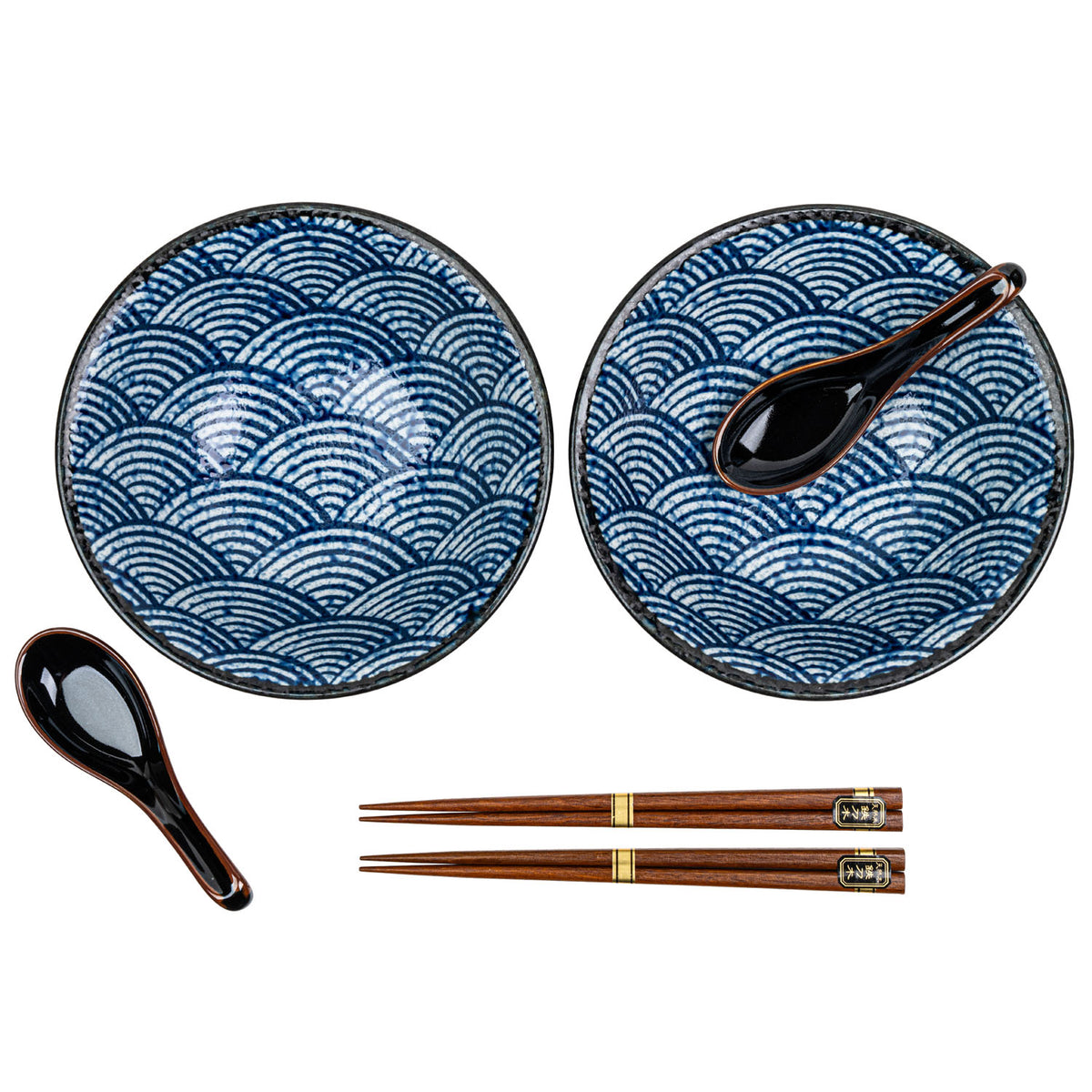 Seikaiha Japanese Ramen Bowl Set