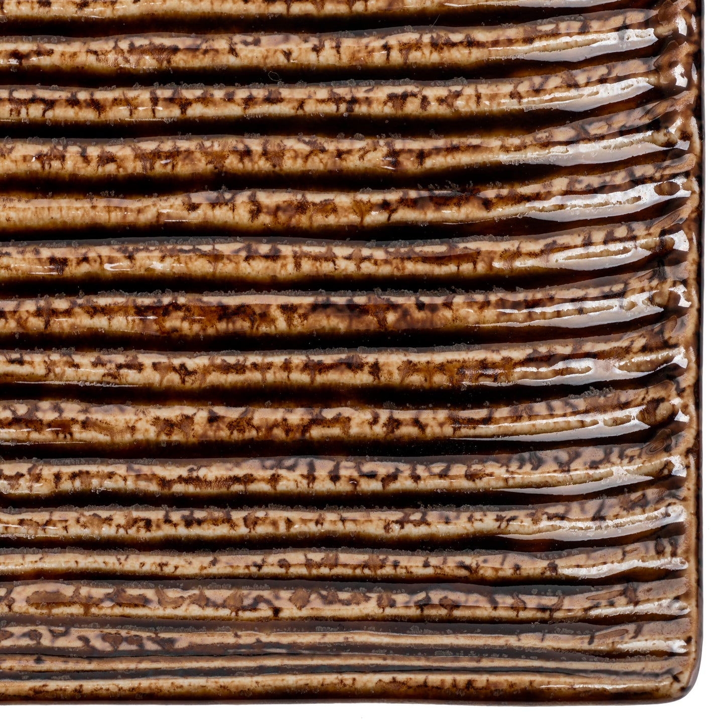 Shinogi Brown Ribbed Japanese Ceramic Sushi Set close up