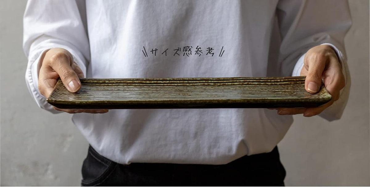 Shinogi Green Ribbed Japanese Sushi Plate lifestyle