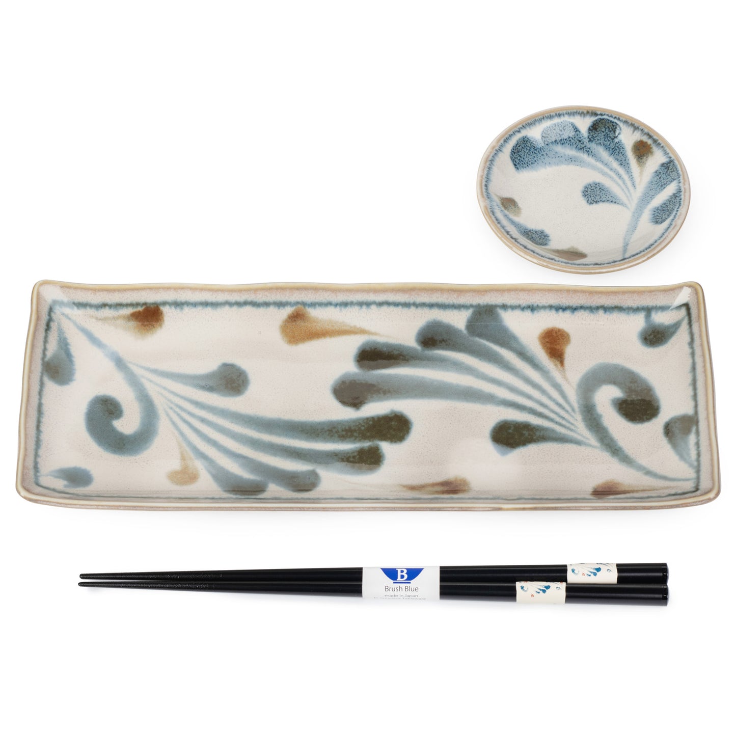 Single Person Karakusa Brush Blue Sushi Set