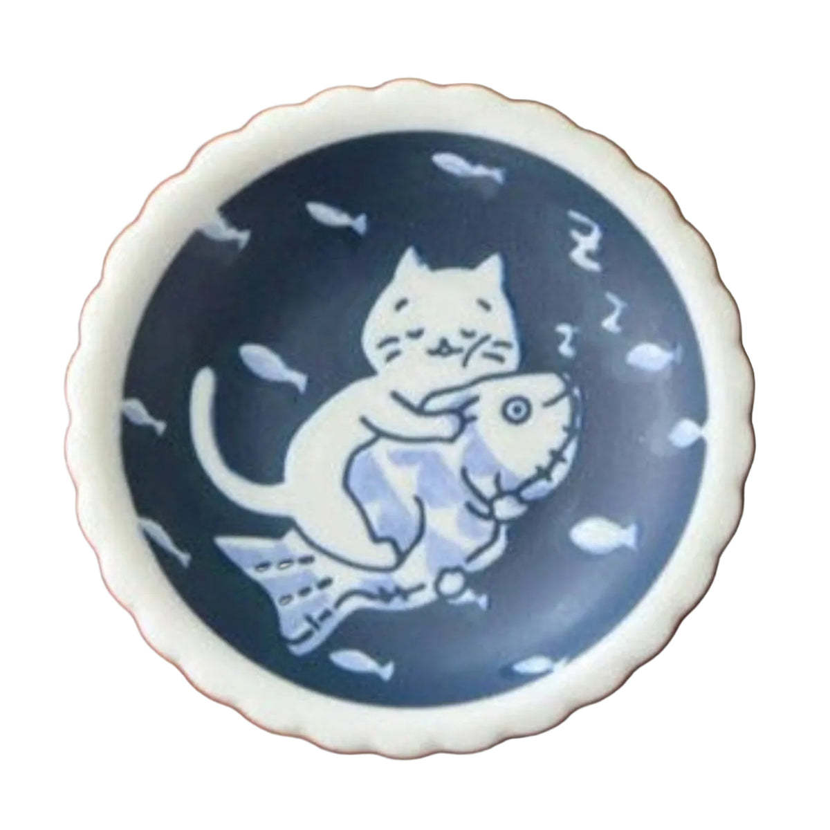 Sleepy Cat and Fish Japanese Sauce Dish