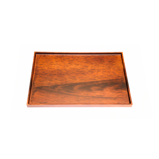Large Brown Oblong Wood Effect Japanese Tray