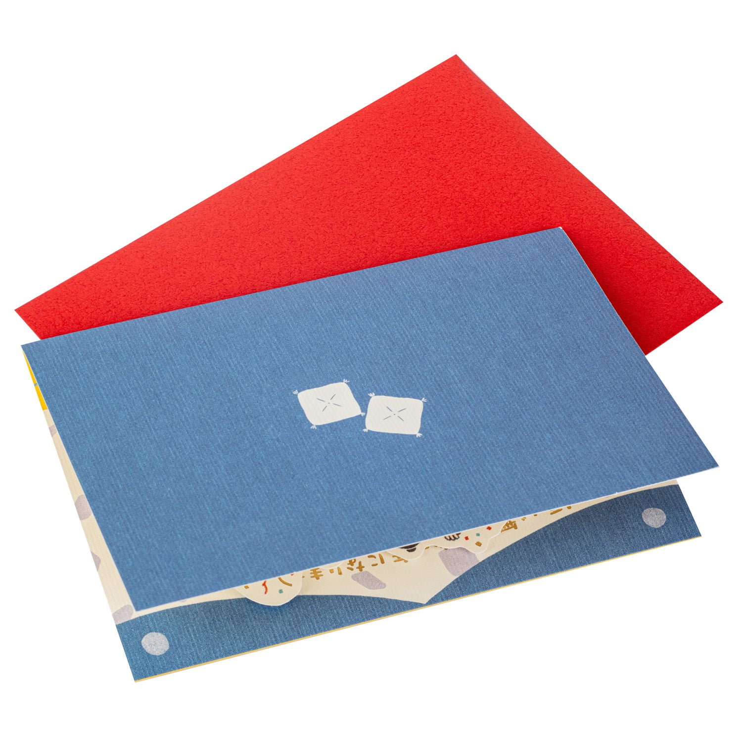 Sumo Wrestlers Pop Open Japanese Birthday Card back and envelope