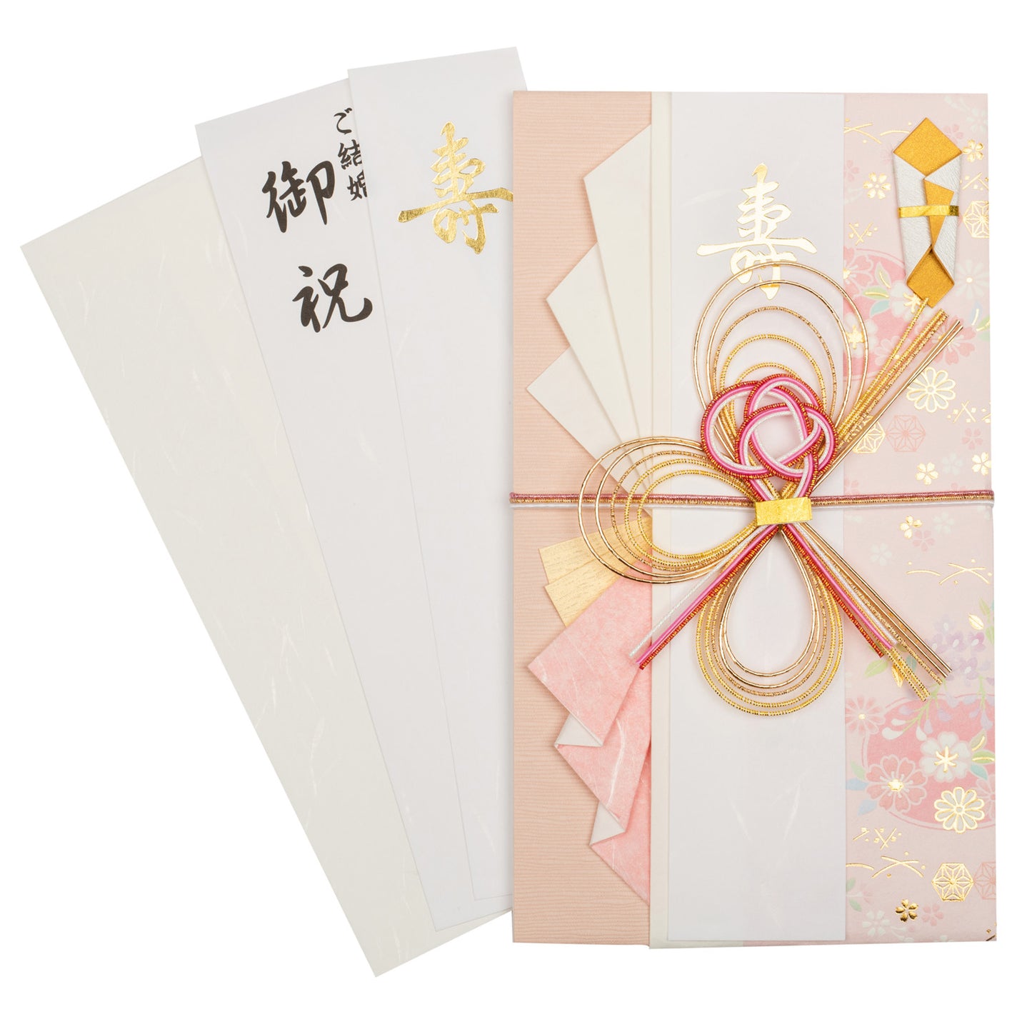 Tsumugi Pink Knot Japanese Wedding Card messages
