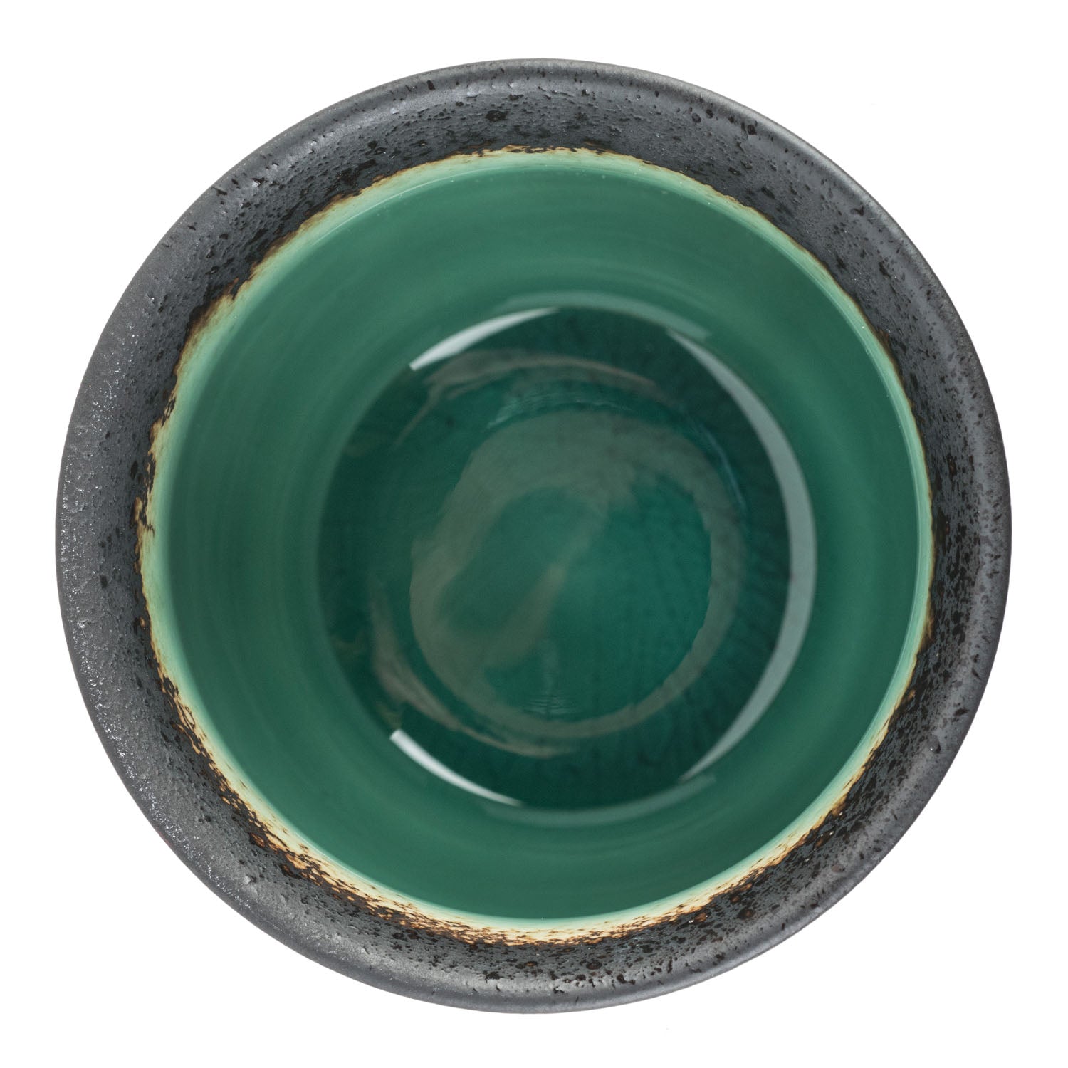 Turquoise Crackleglaze Japanese Tea Cup top