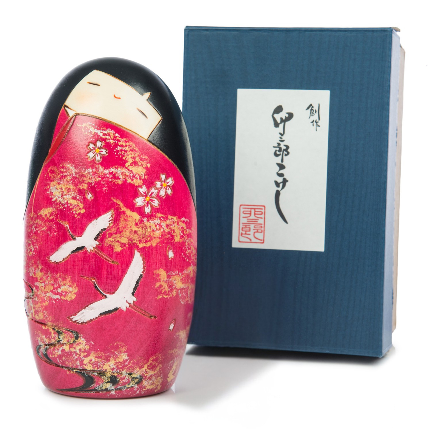 Two Cranes in Love Japanese Kokeshi Doll