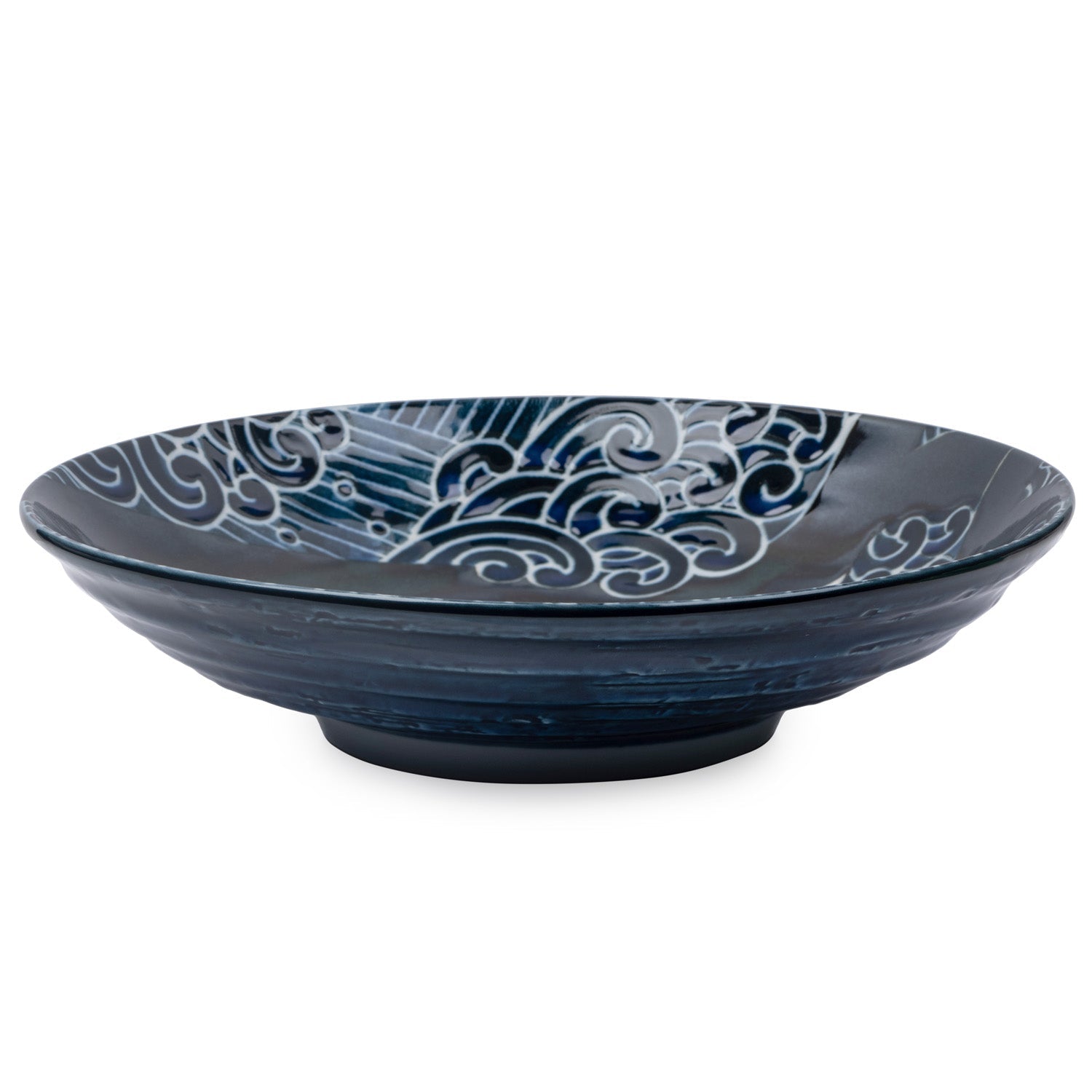 Whale Indigo Blue Ceramic Japanese Bowl side