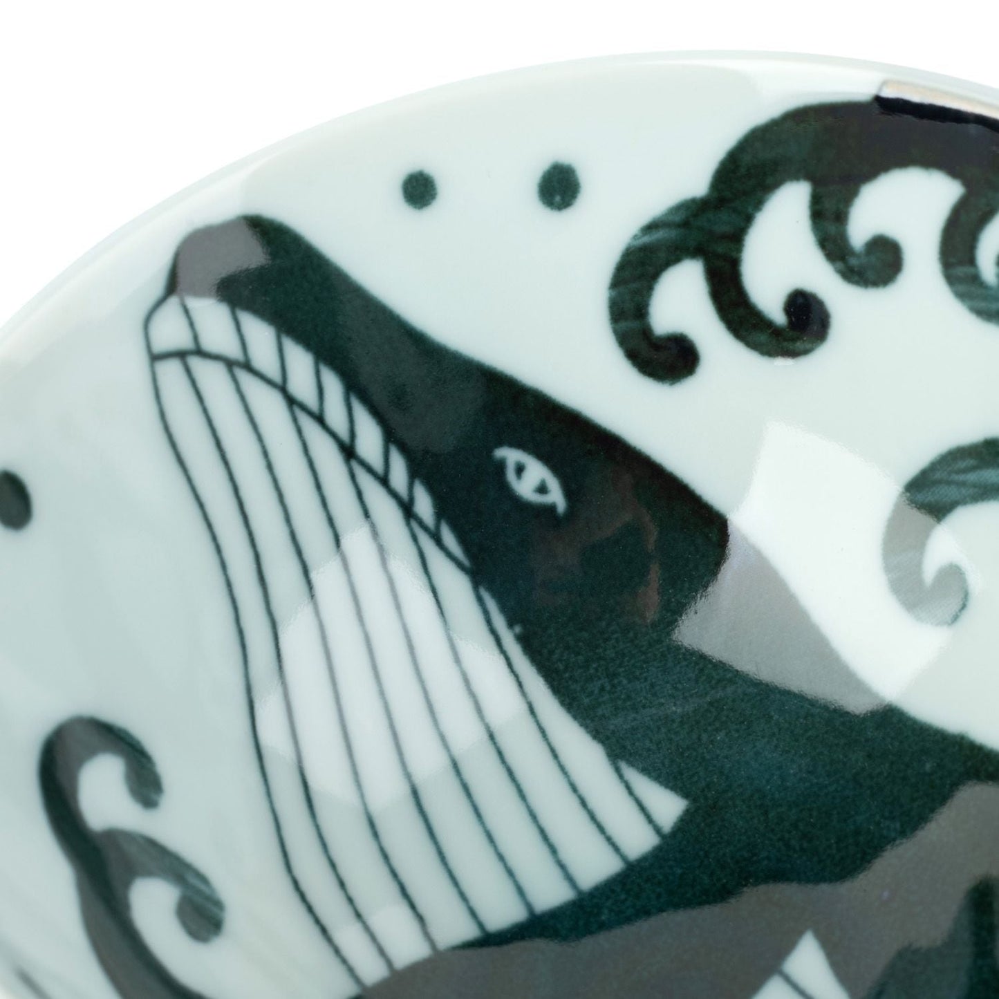 Whale Indigo Blue Japanese Rice Bowl detail