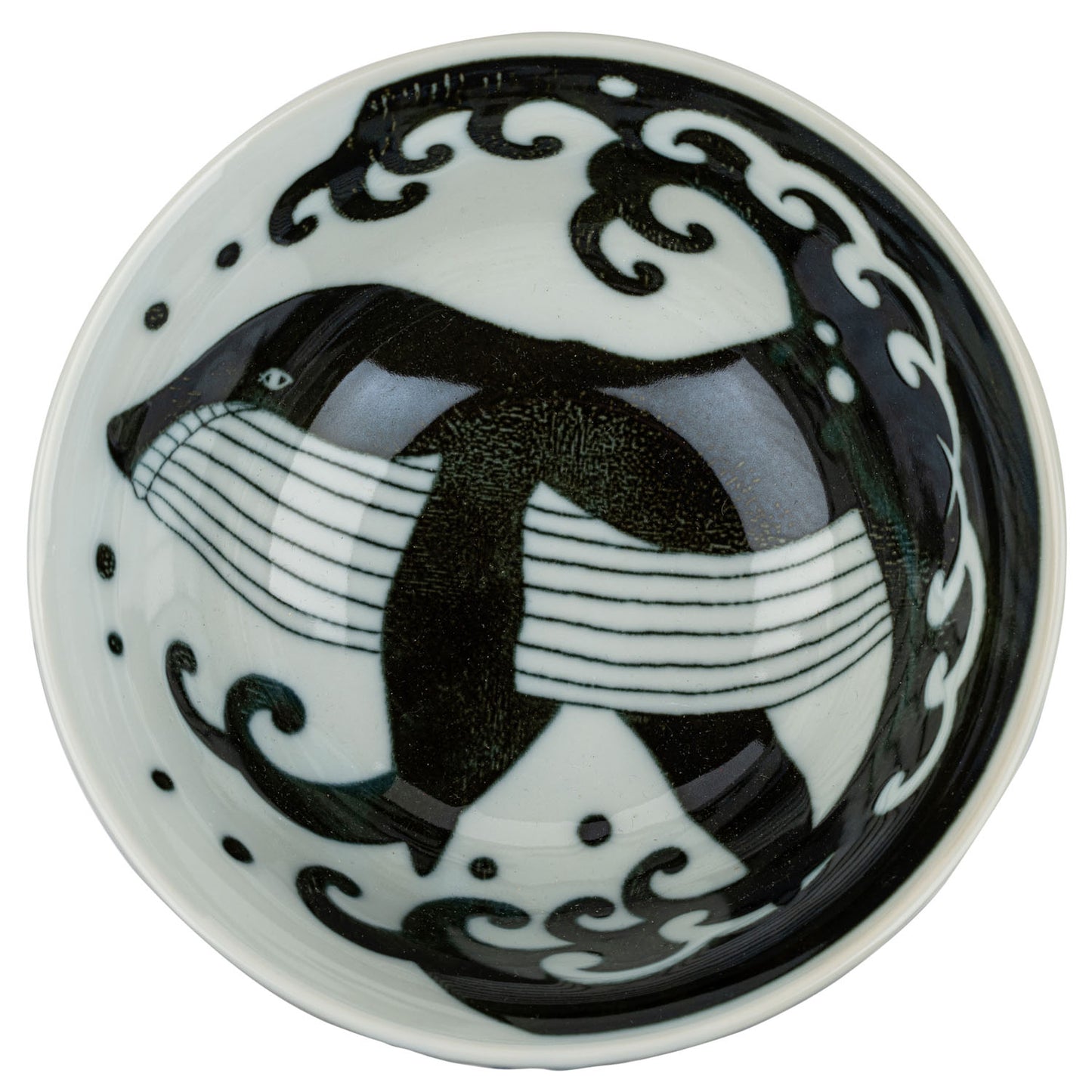 Whale Indigo Blue Japanese Soup Bowl top