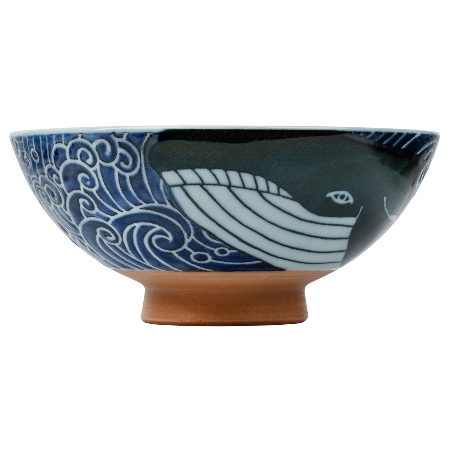 Whale Indigo Blue Large Japanese Rice Bowl side