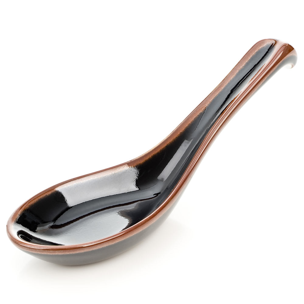 Black Ceramic Japanese Soup Spoon | Ramen Spoons
