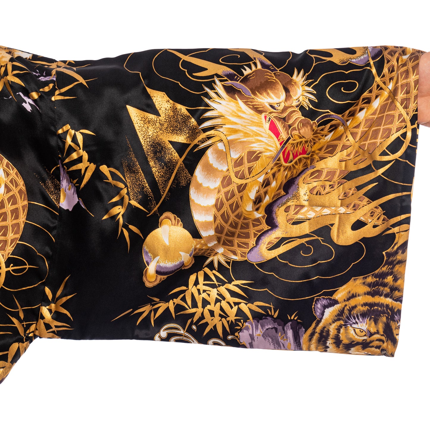 Black Dragon and Tiger Mens Silk Japanese Kimono