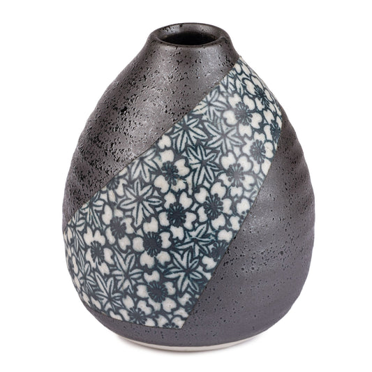 Charcoal Floral Mini Japanese Vase