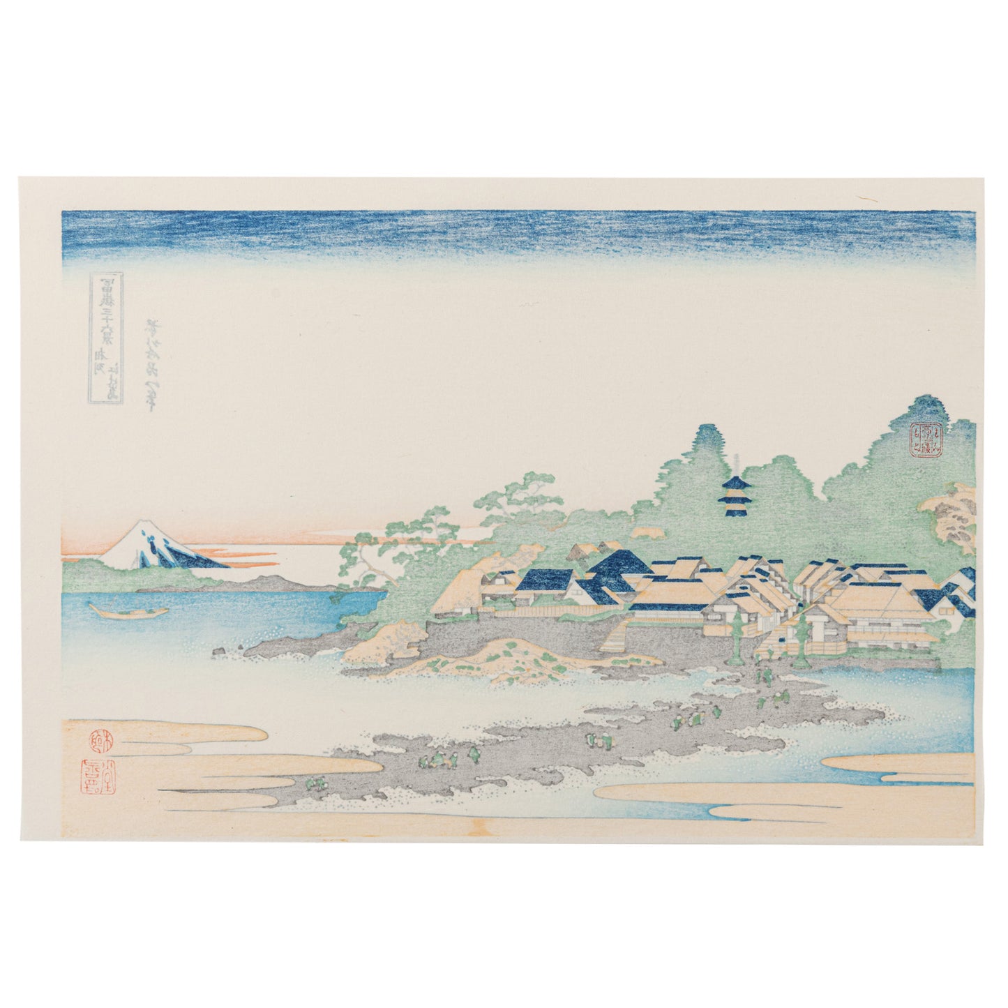 Enoshima in Sagami Province Japanese Woodblock Print