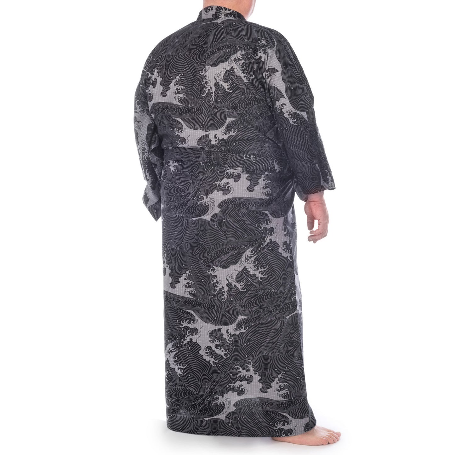 Extra Large Japanese Kimono Wave Long Black