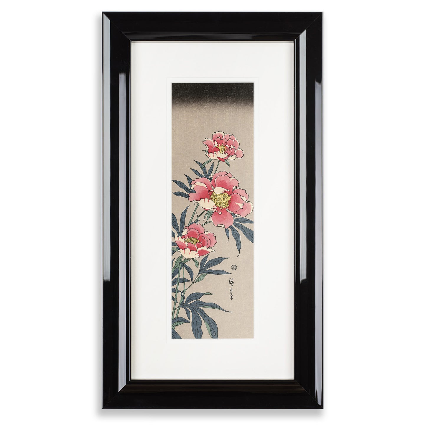 Framed Peonies Utagawa Hiroshige Woodblock Print