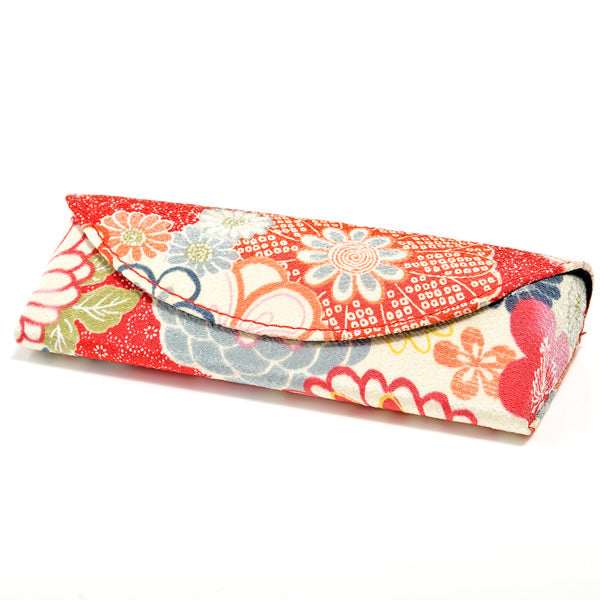 Aka Red Floral Japanese Glasses Case