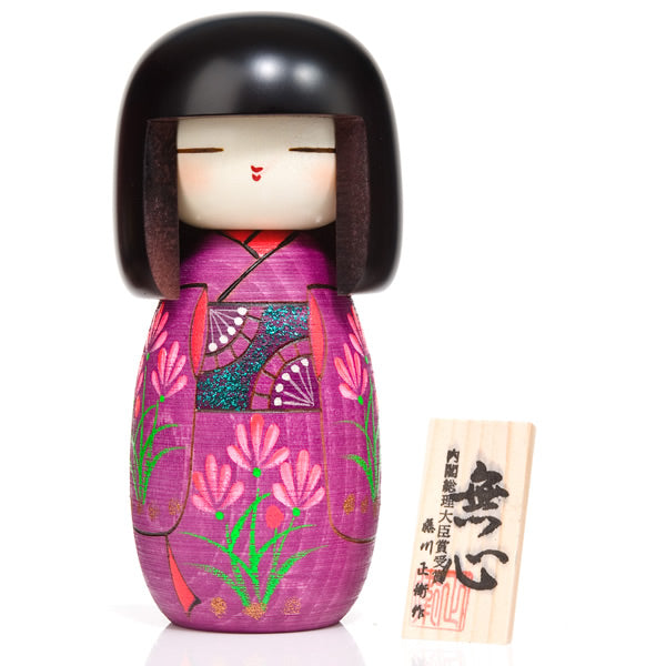 Girl in Violet Kimono Large Kokeshi Doll