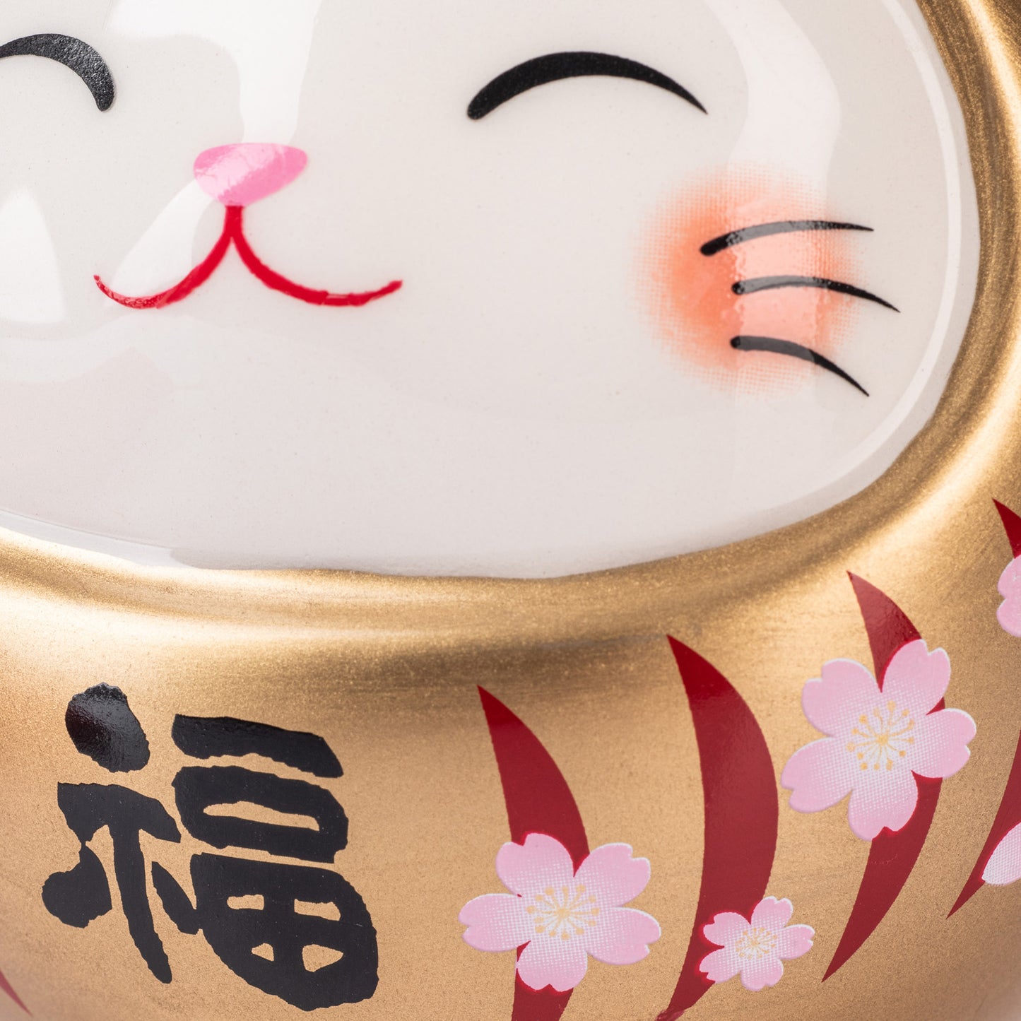 Gold Daruma Lucky Cat Japanese Piggy Bank