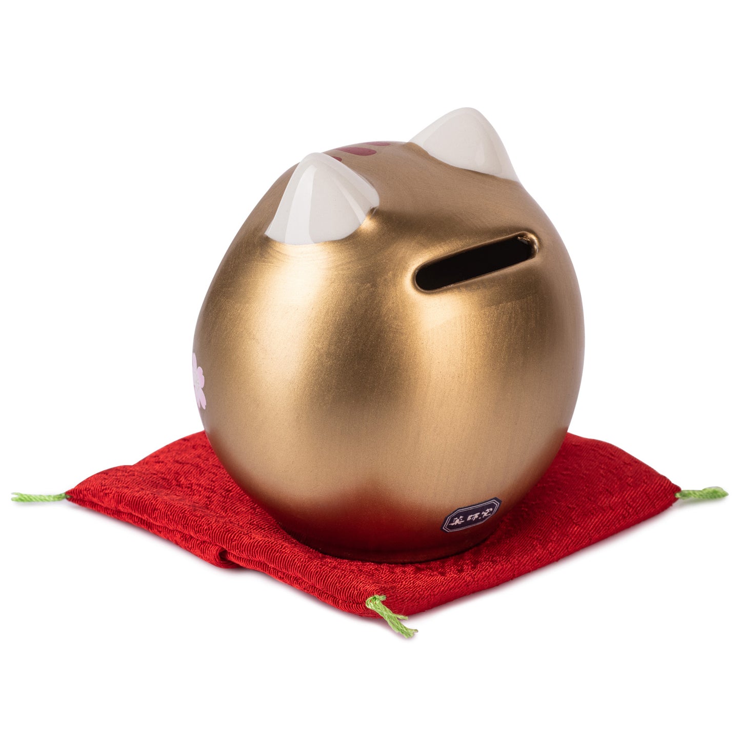 Gold Daruma Lucky Cat Japanese Piggy Bank