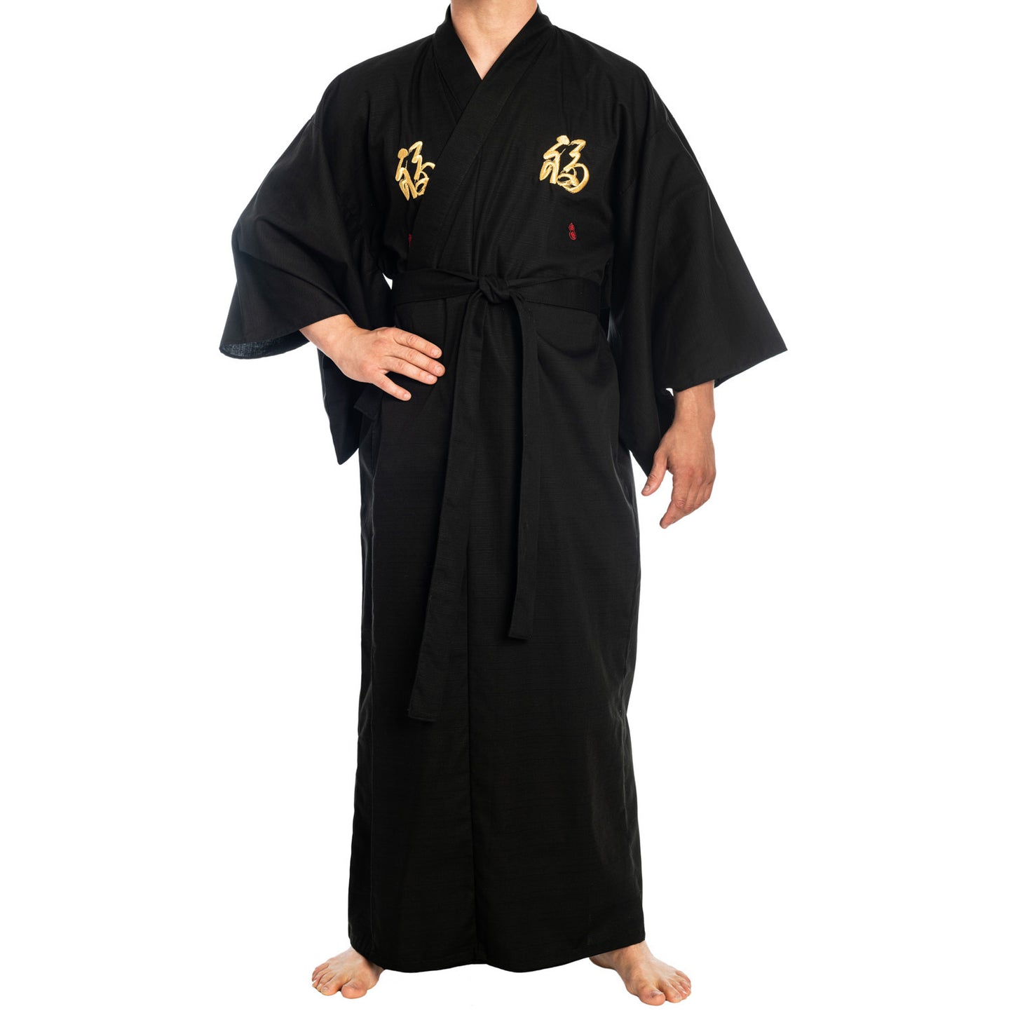 Happiness Long Black Japanese Kimono