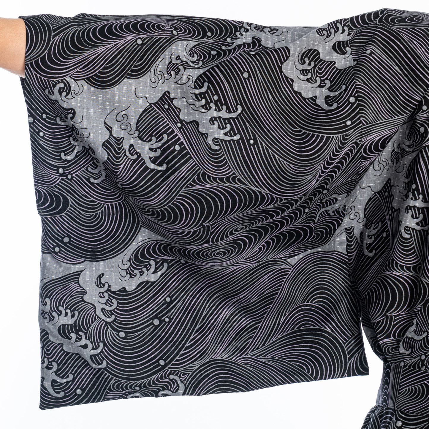 Japanese Kimono Wave Long Black