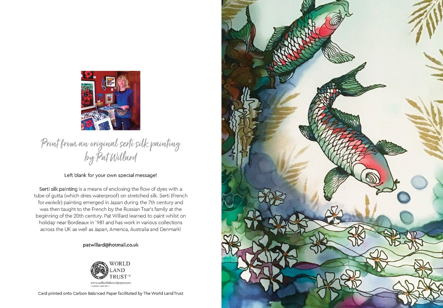 Koi in the Lake Silk Painting Greetings Card full